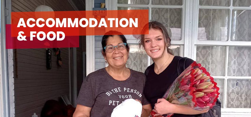 What is the accommodation and food like while interning abroad with Intern Abroad HQ.