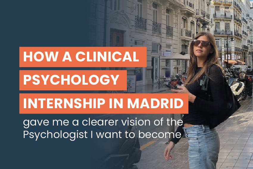 From The Netherlands, university student Leona traveled to Madrid, Spain, with Intern Abroad HQ, to join a Psychology internship, with the text How a Clinical Psychology internship in Madrid gave me a clearer vision of the Psychology I want to become
