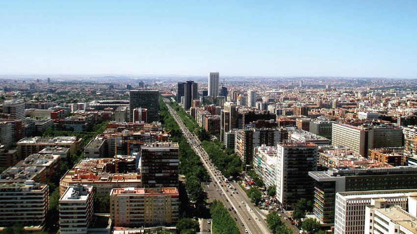 Aerial view of the city of Madrid in Spain