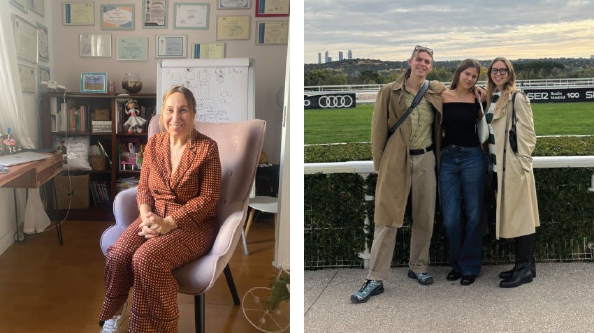 Psychology internship supervisor pictured, as well as the intern, Leona, with friends in Madrid