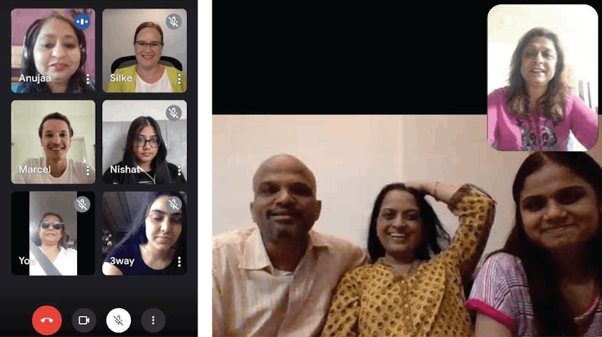 Remote Psychology internship, screenshots from online calls related to the experience, demonstrating the collaboration and connection with interns and supervisors for psychology experience with Intern Abroad HQ