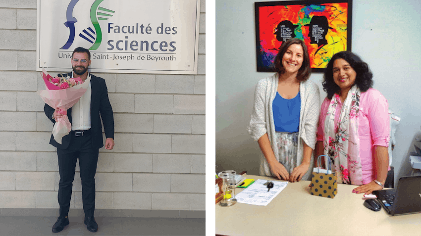 Psychology student Mahmoud, pictured on the left, pursuing a Master's degree in Psychopathology and Psychoanalysis, completed a remote Psychology internship and shares his experience. Pictured on the right, representatives from the clinical psychology internship program. 