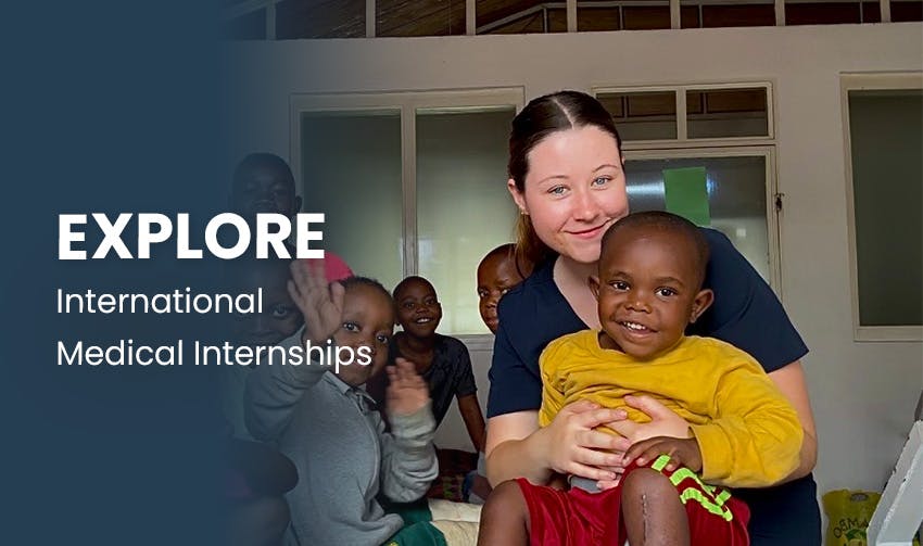 Intern Abroad HQ intern smiling and posing with a patient during her internship experience.