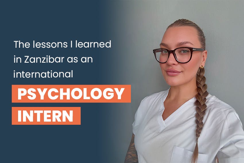 Shonda with a plait in her hair wearing a white t-shirt with the text The lessons I learned in Zanzibar as an international Psychology intern