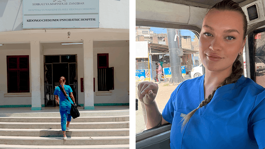 Shonda at Kidongo Chekundu Psychiatric Hospital during her Psychology internship abroad in Zanzibar. Local community outreach during Psychology internship in Africa