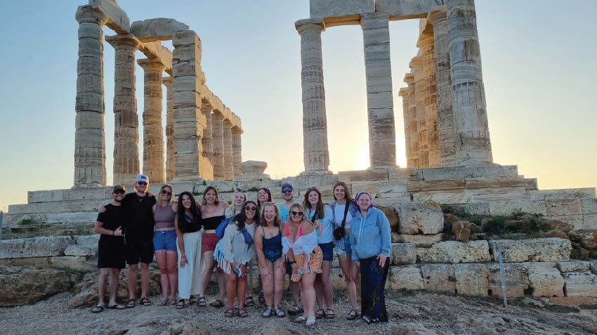 NMU university group, pictured during their intern abroad program in Greece