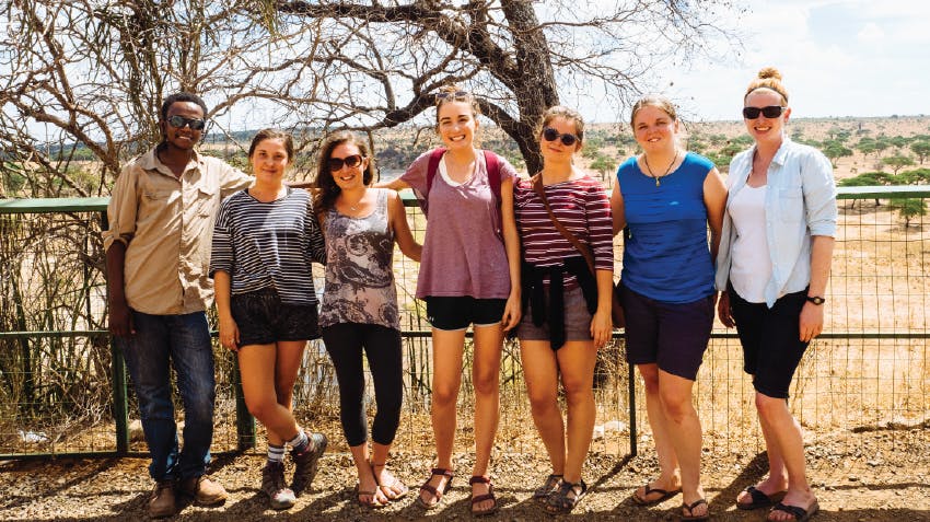 A friendship group in Africa, photographed during an international intern abroad experience, with Intern Abroad HQ