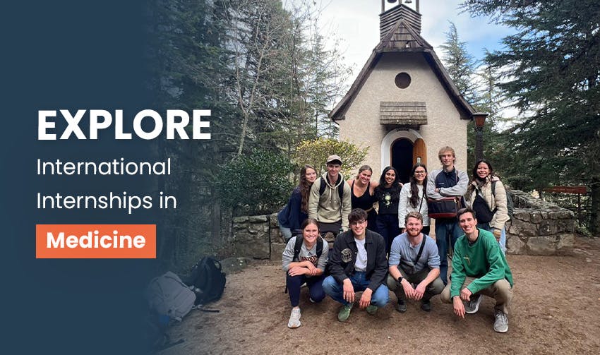 Sia, an intern from Emory University, USA, traveled to Argentina to join a medical internship, with the text Explore International Internships in Medicine