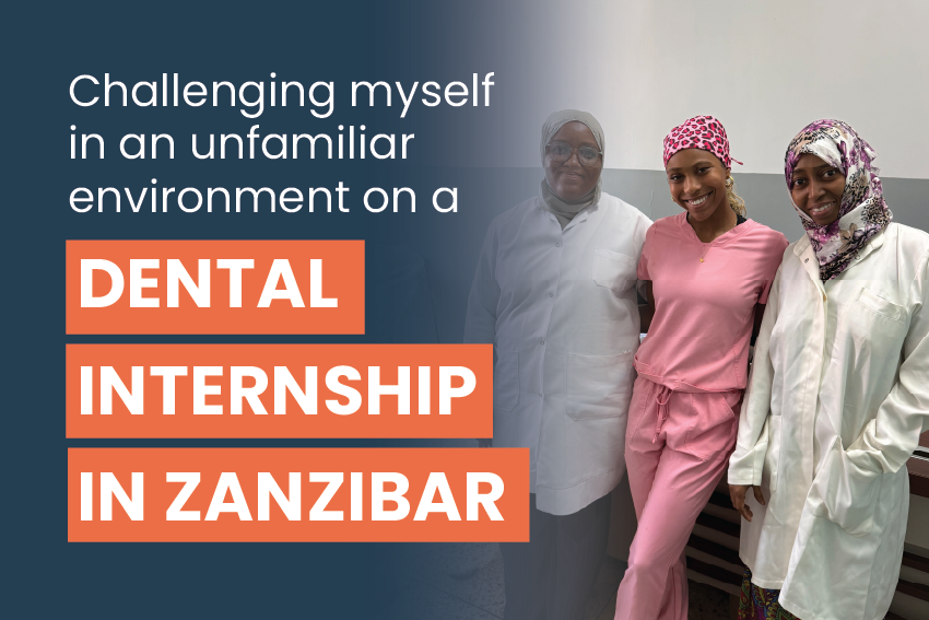 Randi, a Pre-Dentistry student from the United States, poses with medical staff in Zanzibar, during her international dental internship with Intern Abroad HQ