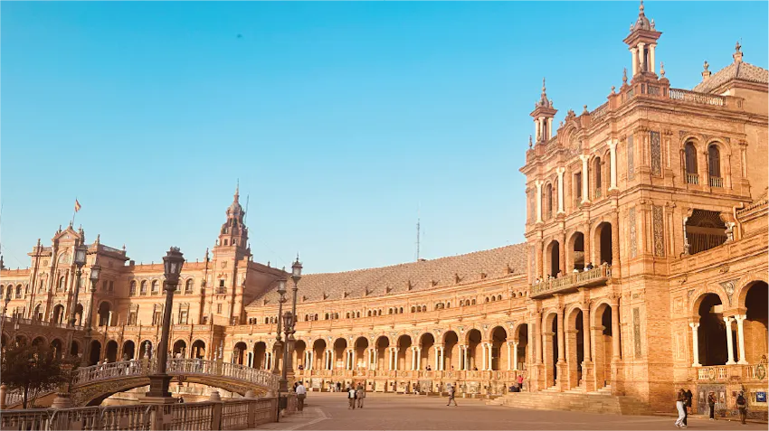 The Plaza de España in Maria Luisa Park in Seville, Spain