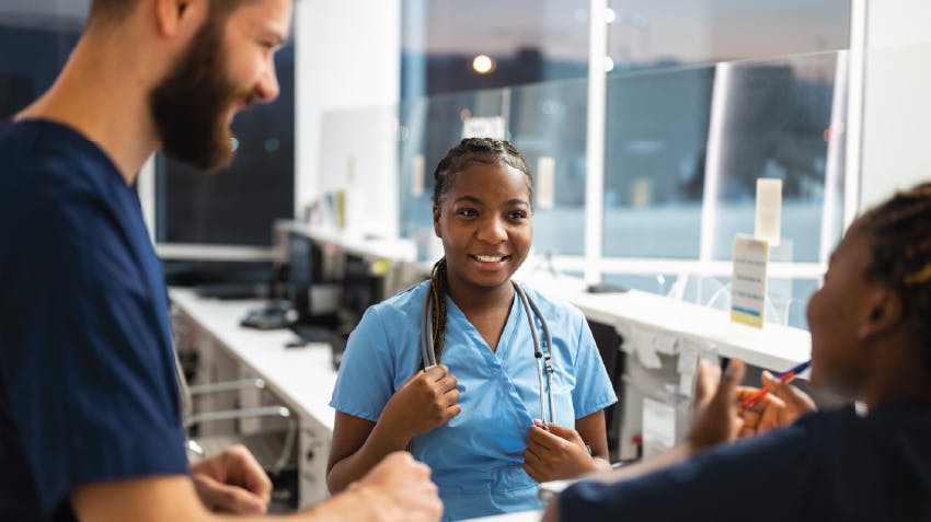 A group of smiling medical students
