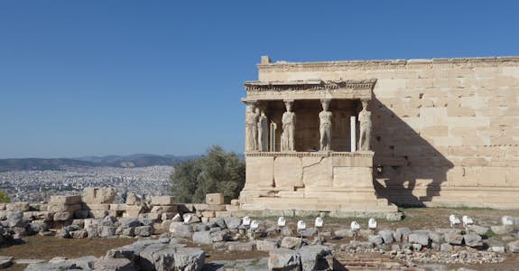 The Erechtheion temple at the Acropolis of Athens in Greece, dedicated to both Athena and Poseidon