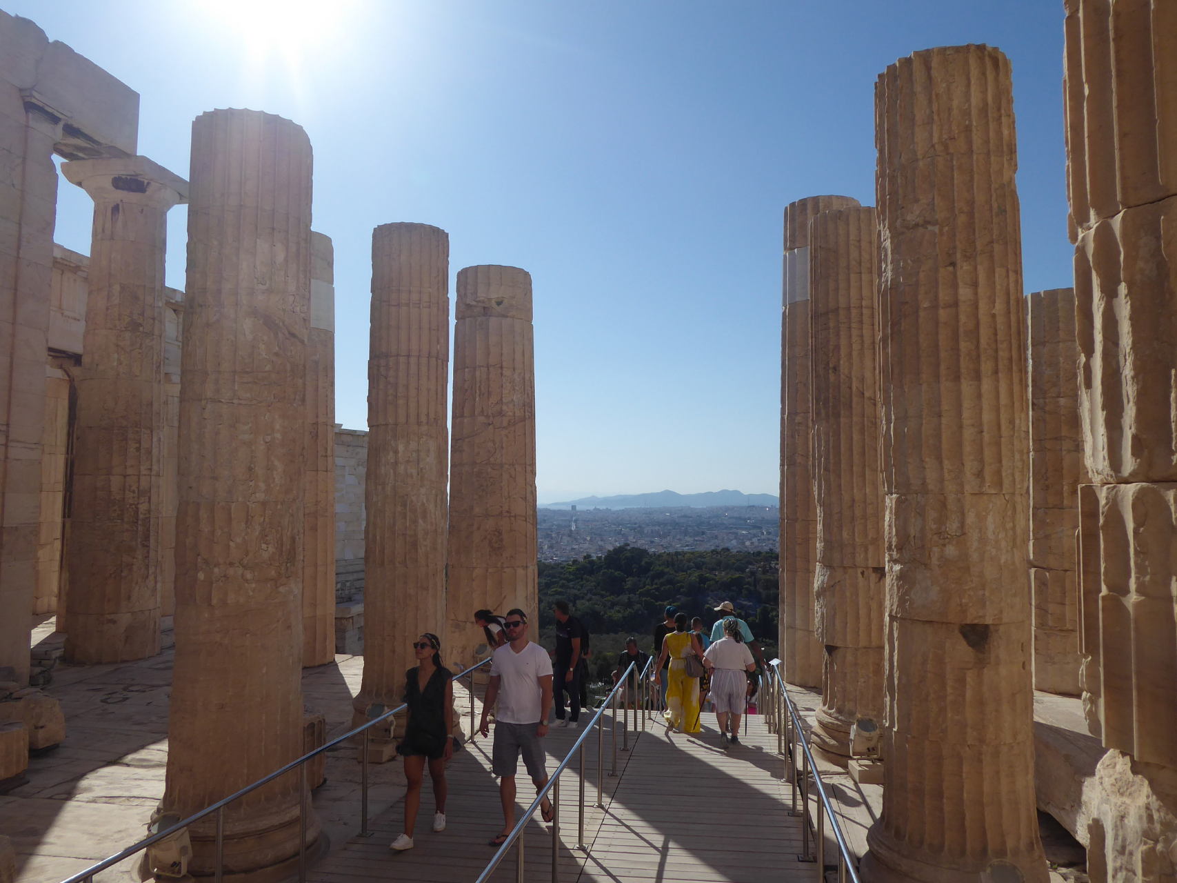 Visitors enter The Acropolis of Athens