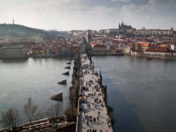 Overlooking the Vltava river in Prague