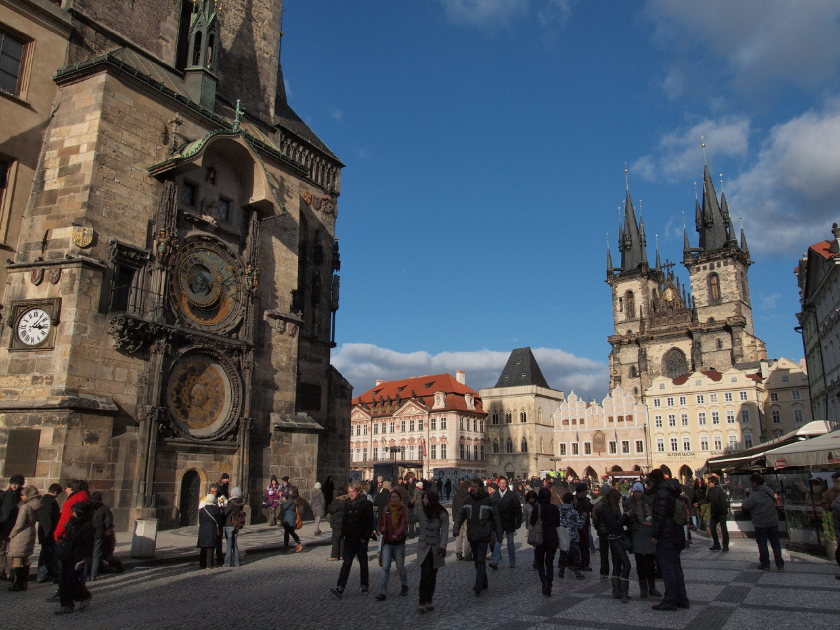 The Astronomical Clock, among other landmarks, in Prague