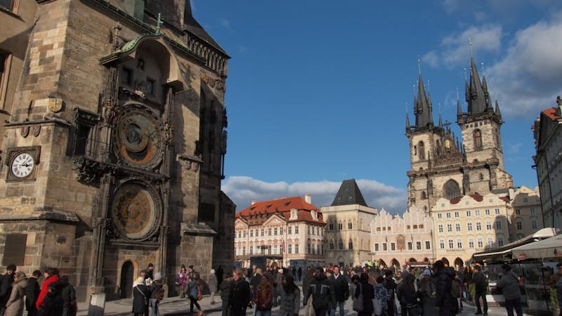 The Astronomical Clock, among other landmarks, in Prague