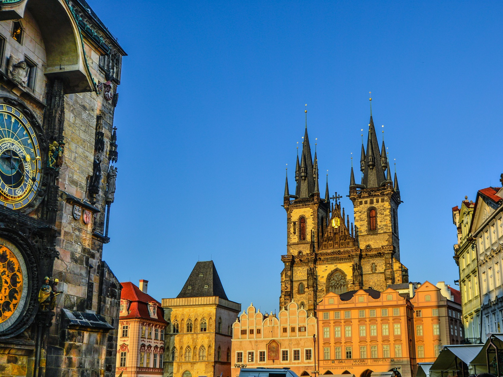 The Astronomical Clock, among other landmarks, in Prague