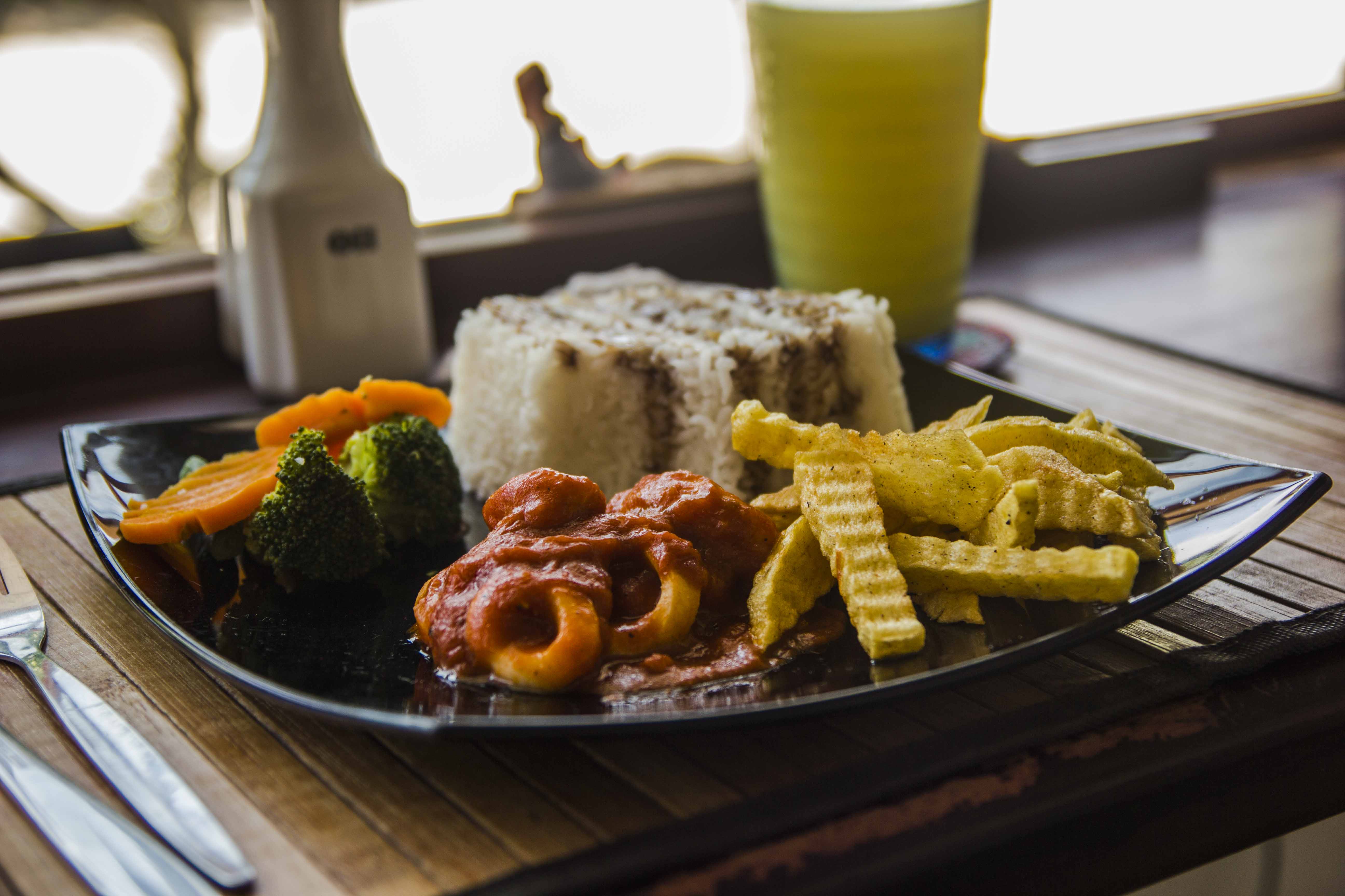 Example photographs of the homestay experience for internships in the Galapagos, Isabela Island, example restaurant meal