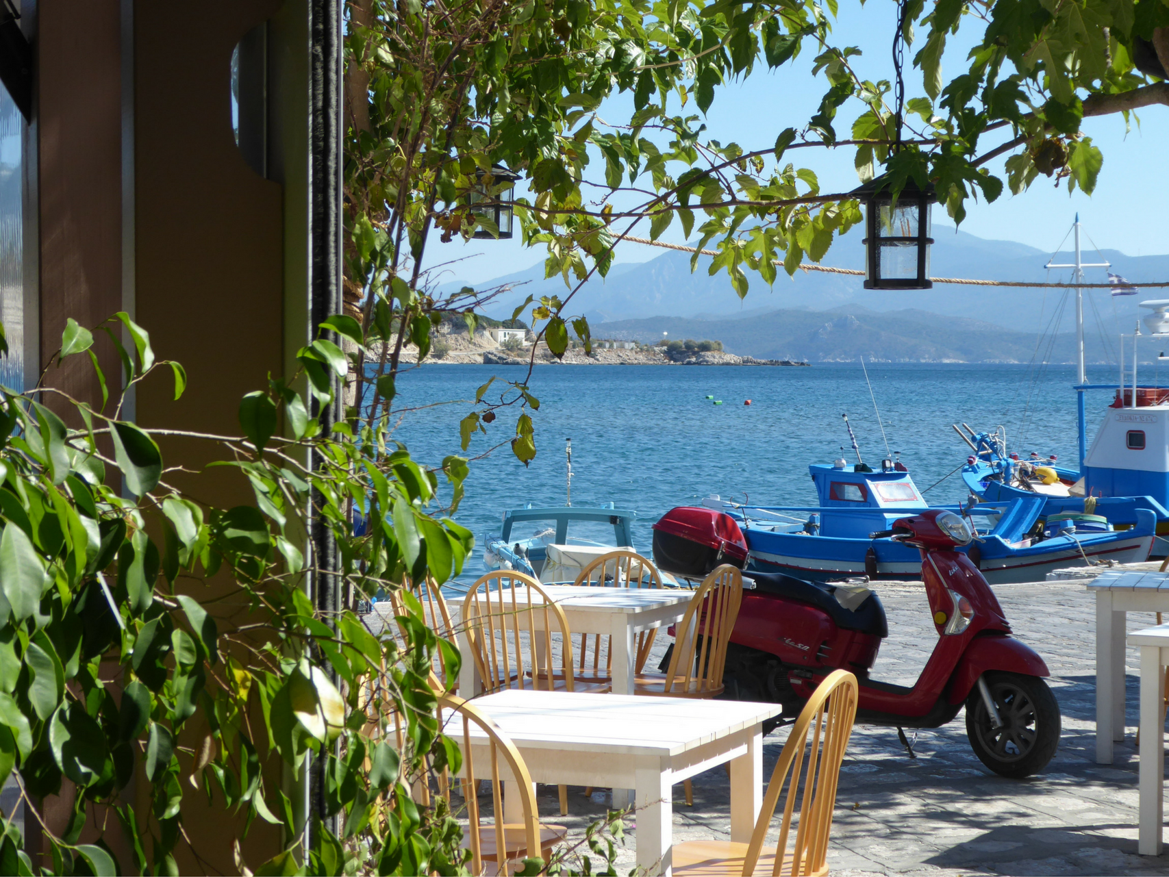 Pretty street in Samos, Greece