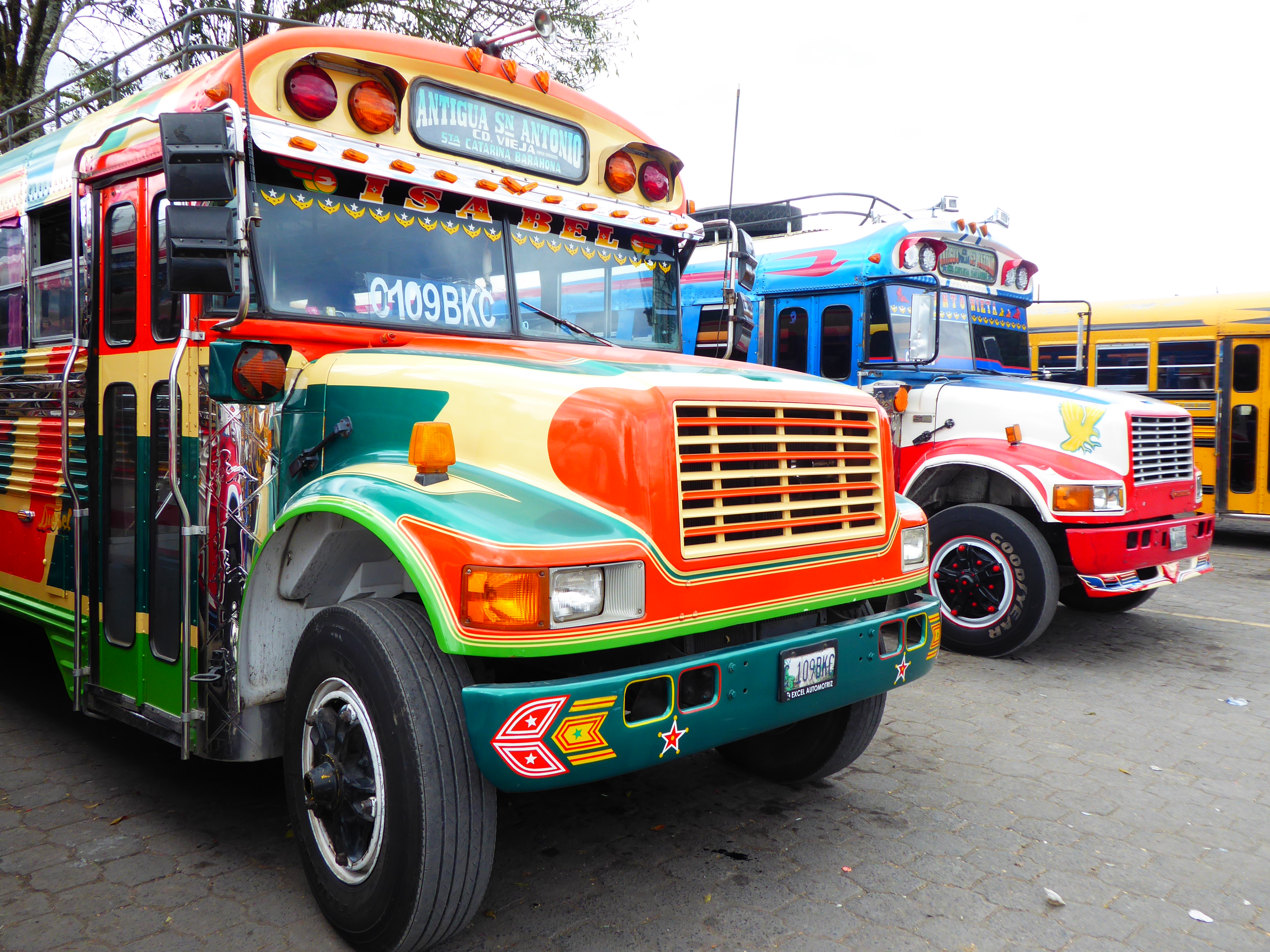 Chicken buses in Antigua Guatemala