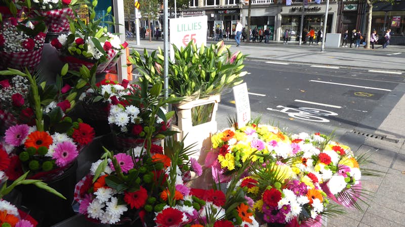 Flowers for sale on the street in Dublin Ireland