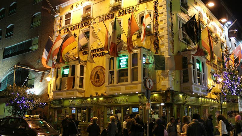 Dublin Pub and Hotel at night