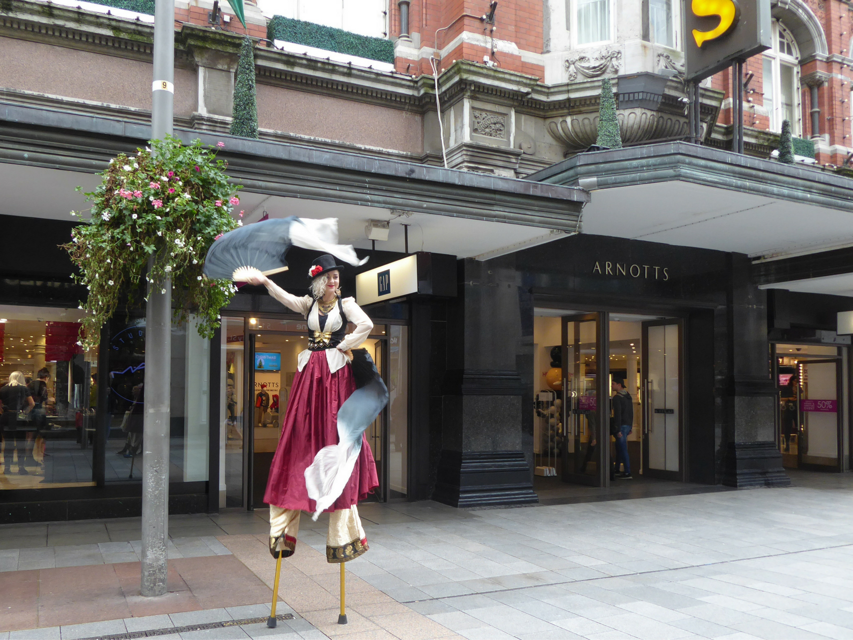 Street performer in downtown Dublin