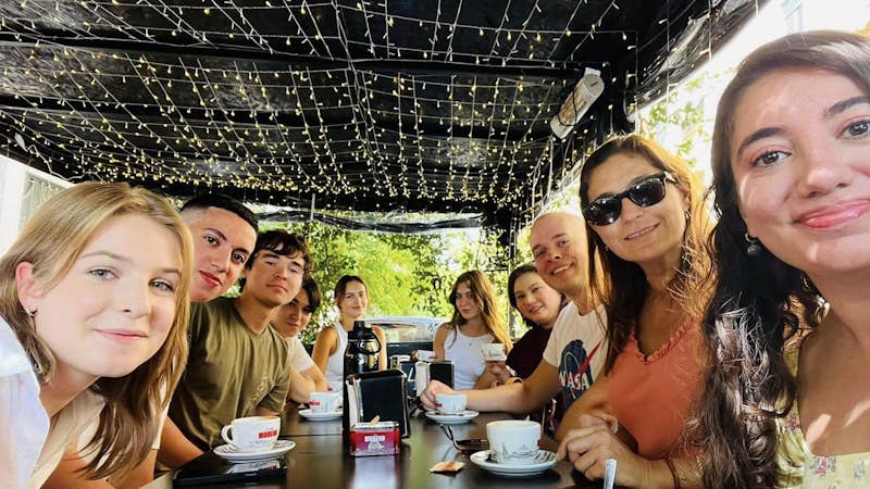 Interns sharing coffee in Rome, Intern Abroad HQ