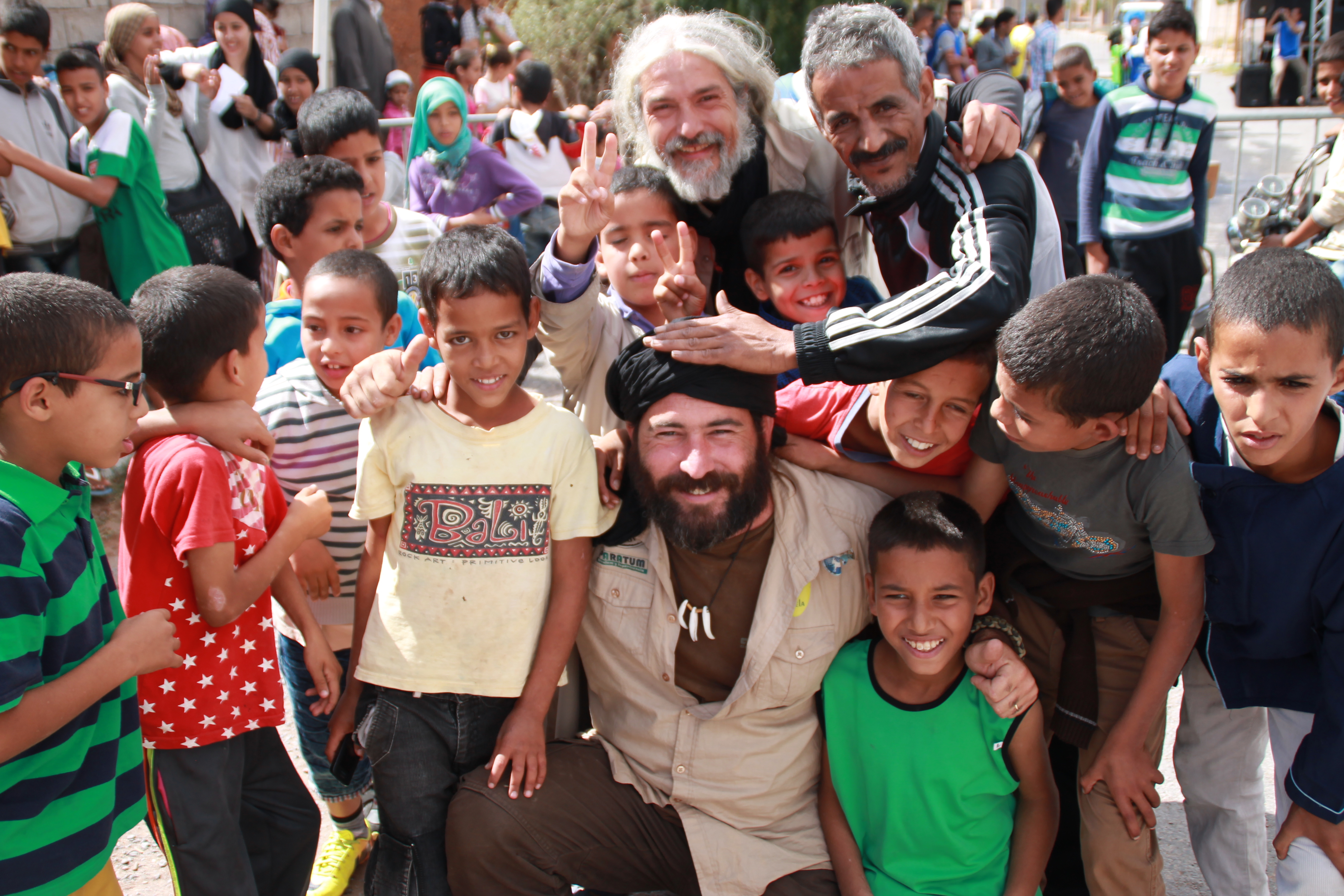 Children and community members in Morocco