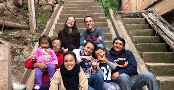 Intern with host family and friends in Cusco