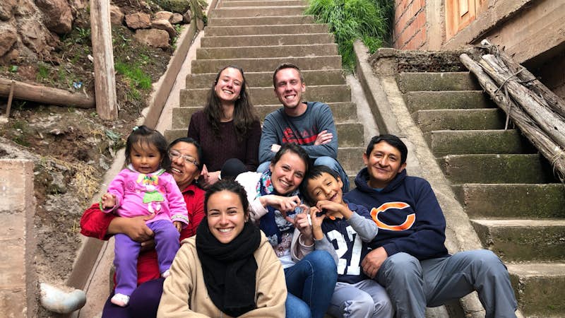 Intern with host family and friends in Cusco