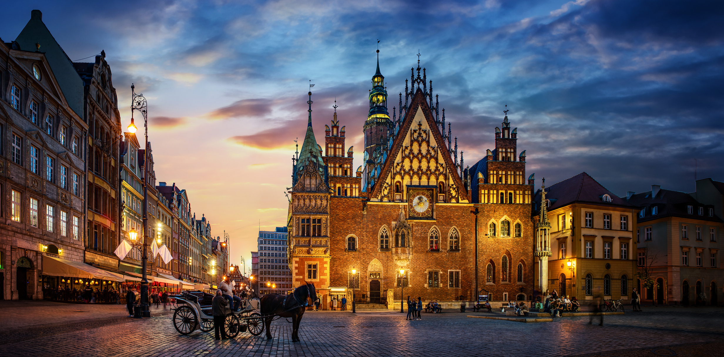 Gothic medieval town hall, landmark, in Wroclaw, Poland