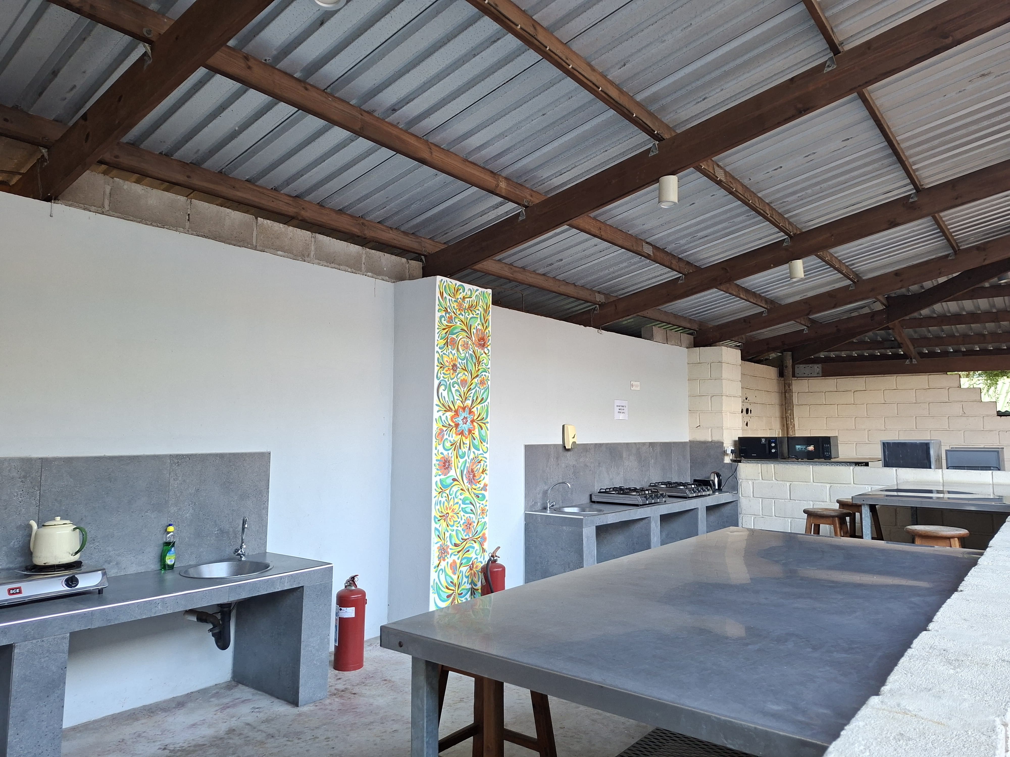 View of the shared dining and kitchen area for Marine Conservation internships, Sodwana Bay, South Africa